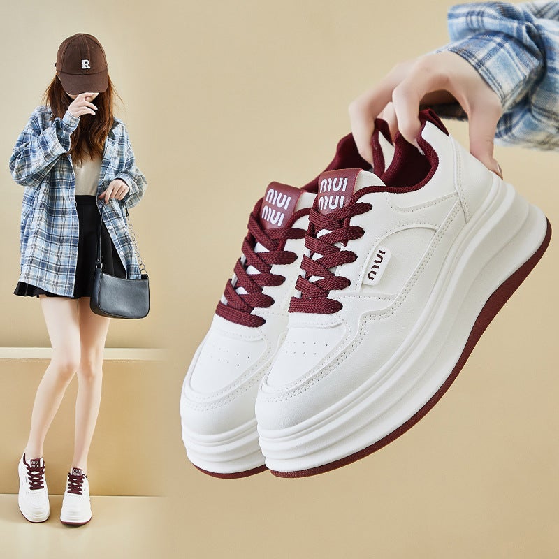 2025 Spring Small White Shoes New Korean Style Ins Female Students Thick-Soled Height-Increasing Sports Shoes Casual Street Racket Hb803 - Image 2